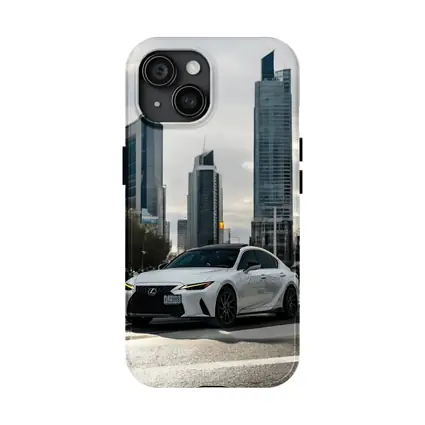 Lexus IS White Sedan City Skyline
