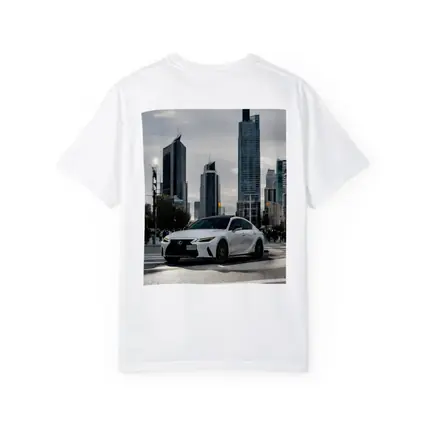 Lexus IS White Sedan City Skyline