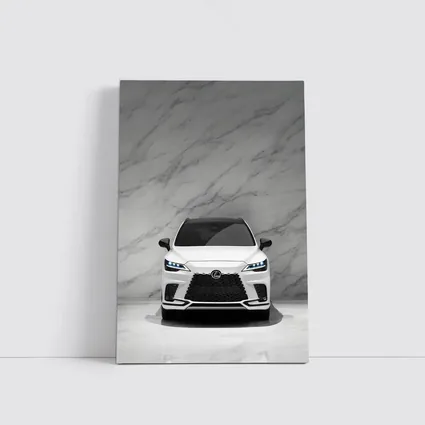 Lexus RX White Front View Marble Background