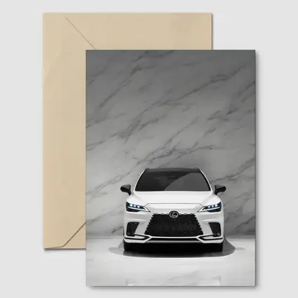Lexus RX White Front View Marble Background