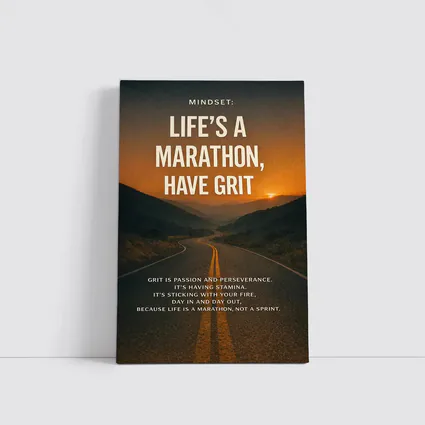 Life Marathon Grit Mindset Motivational Road Quote