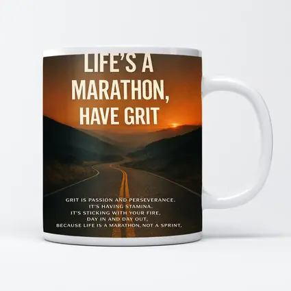Life Marathon Grit Mindset Motivational Road Quote