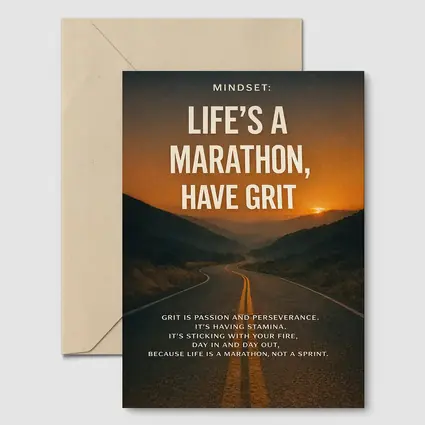 Life Marathon Grit Mindset Motivational Road Quote
