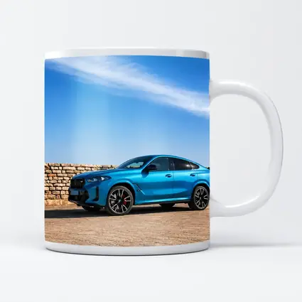 BMW X6 M Blue Parked Stone Wall
