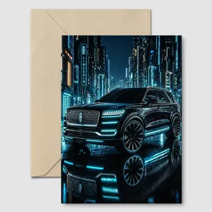 Lincoln Navigator Black Neon City Night