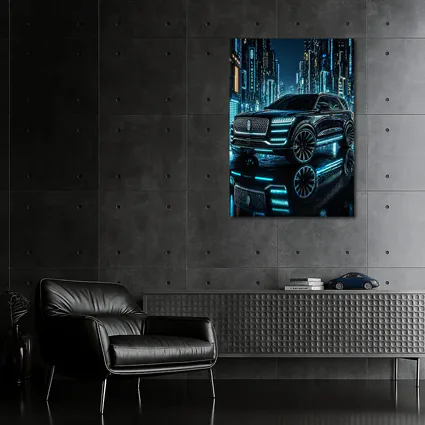 Lincoln Navigator Black Neon City Night