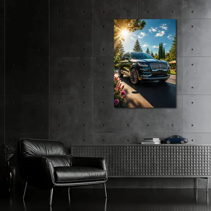 Lincoln Navigator Black SUV Sunny Garden Setting
