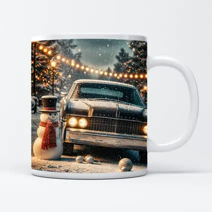 Lincoln Continental Snowman Christmas Winter Scene