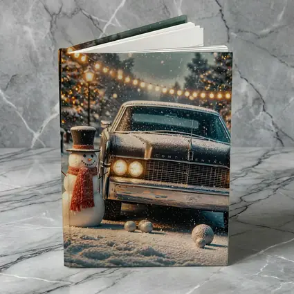 Lincoln Continental Snowman Christmas Winter Scene