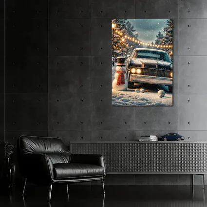Lincoln Continental Snowman Christmas Winter Scene