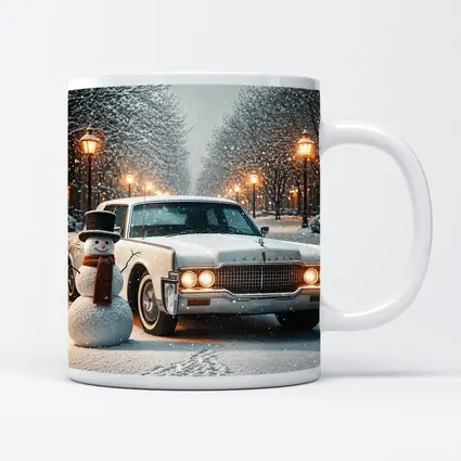 Lincoln Continental Classic Car Snowy Winter Scene