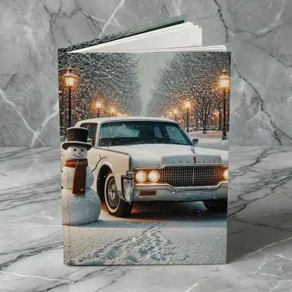Lincoln Continental Classic Car Snowy Winter Scene