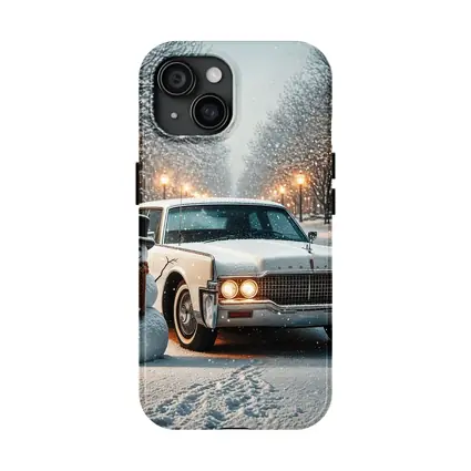 Lincoln Continental Classic Car Snowy Winter Scene