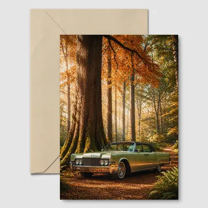 Lincoln Continental Classic Car Autumn Forest