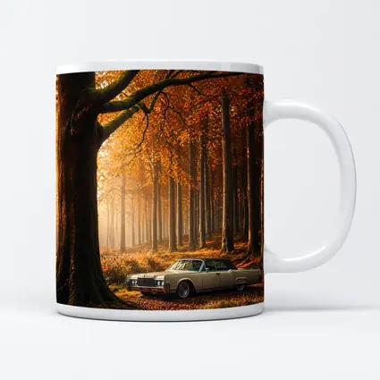 Lincoln Continental Parked In Autumn Forest
