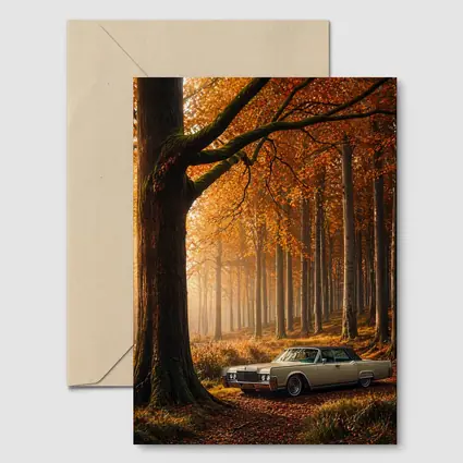 Lincoln Continental Parked In Autumn Forest