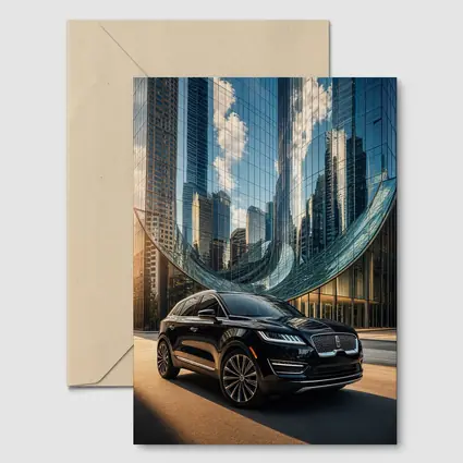 Lincoln MKC Black SUV City Glass Building