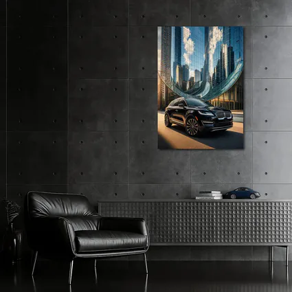 Lincoln MKC Black SUV City Glass Building