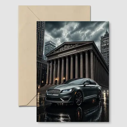 Lincoln MKZ Parked Outside Neoclassical City Building