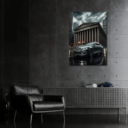 Lincoln MKZ Parked Outside Neoclassical City Building