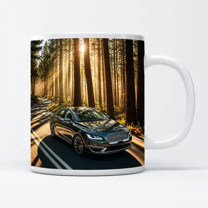 Lincoln MKZ Driving Through Sunlit Forest Road