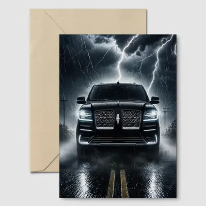 Lincoln Navigator SUV Striking Thunderstorm Night