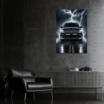 Lincoln Navigator SUV Striking Thunderstorm Night