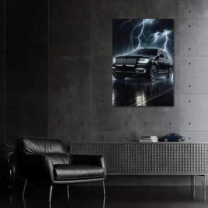 Lincoln Navigator Black SUV Lightning Storm