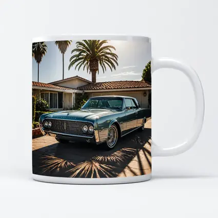 Lincoln Continental Classic Car Palm Trees Driveway