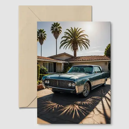 Lincoln Continental Classic Car Palm Trees Driveway