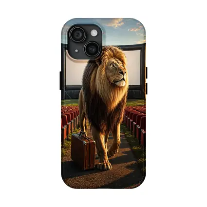 Lion With Suitcase At Outdoor Cinema