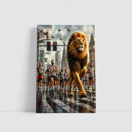 Lion Leading City Marathon Race Urban Street