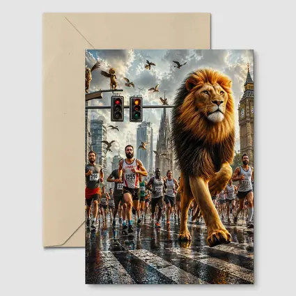 Lion Leading City Marathon Race Urban Street