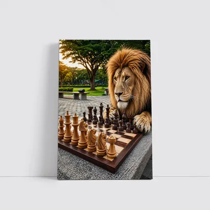 Lion Playing Chess In Park