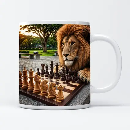 Lion Playing Chess In Park