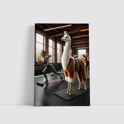 Llama Wearing Gear Inside Fitness Gym