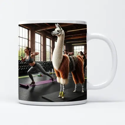 Llama Wearing Gear Inside Fitness Gym