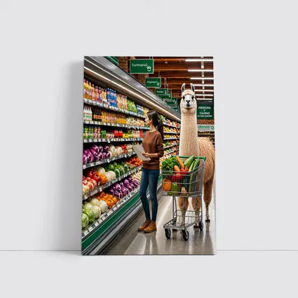 Llama Shopping Cart Grocery Store Aisle