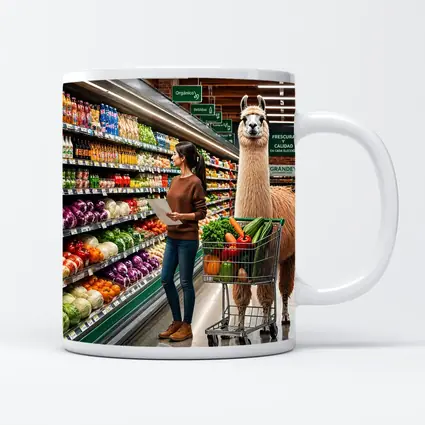 Llama Shopping Cart Grocery Store Aisle