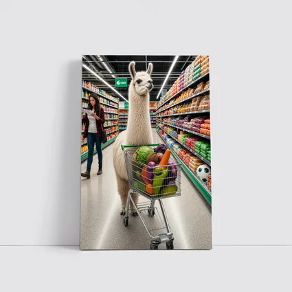 Llama Shopping Cart Grocery Store Aisle