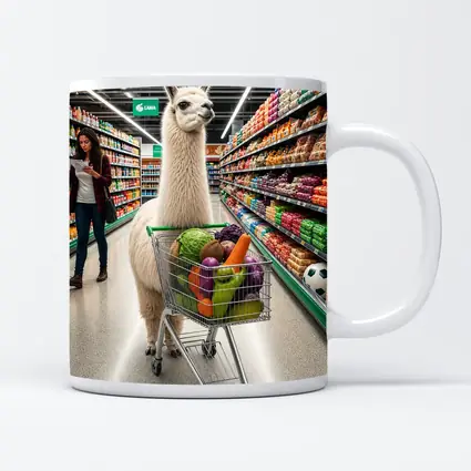 Llama Shopping Cart Grocery Store Aisle