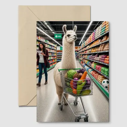 Llama Shopping Cart Grocery Store Aisle