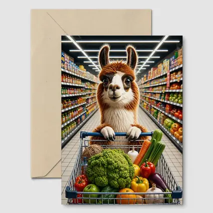 Alpaca Llama Shopping Cart Grocery Store