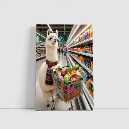 Llama With Scarf Grocery Shopping Supermarket