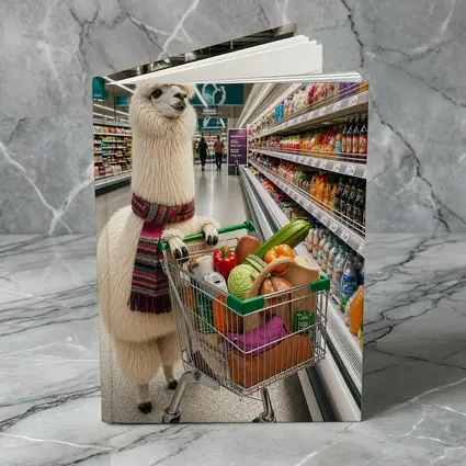 Llama With Scarf Grocery Shopping Supermarket
