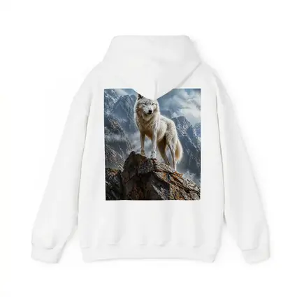White Wolf Standing On Rocky Mountain Peak