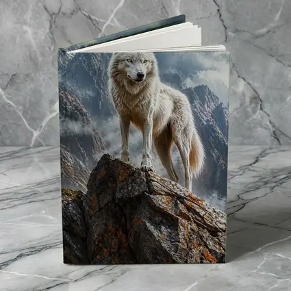 White Wolf Standing On Rocky Mountain Peak
