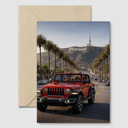 Red Jeep Wrangler Hollywood Los Angeles Street