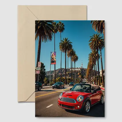 Red Mini Cooper Convertible Hollywood Los Angeles