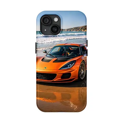 Lotus Elise Orange Sports Car Beach Setting